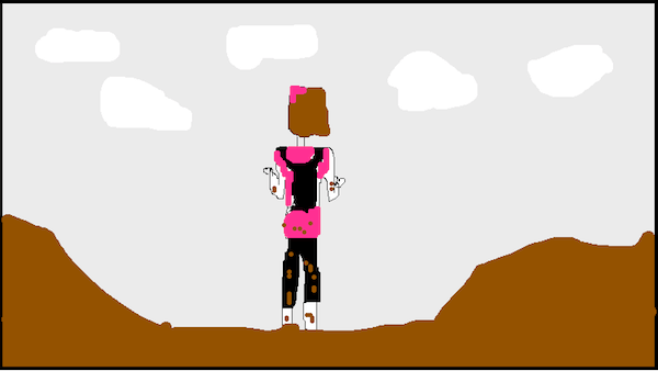 My hands were so caked with mud I didn't dare take my phone out for any photos so I made you a really realistic representation of what I'm pretty sure I looked like from behind.